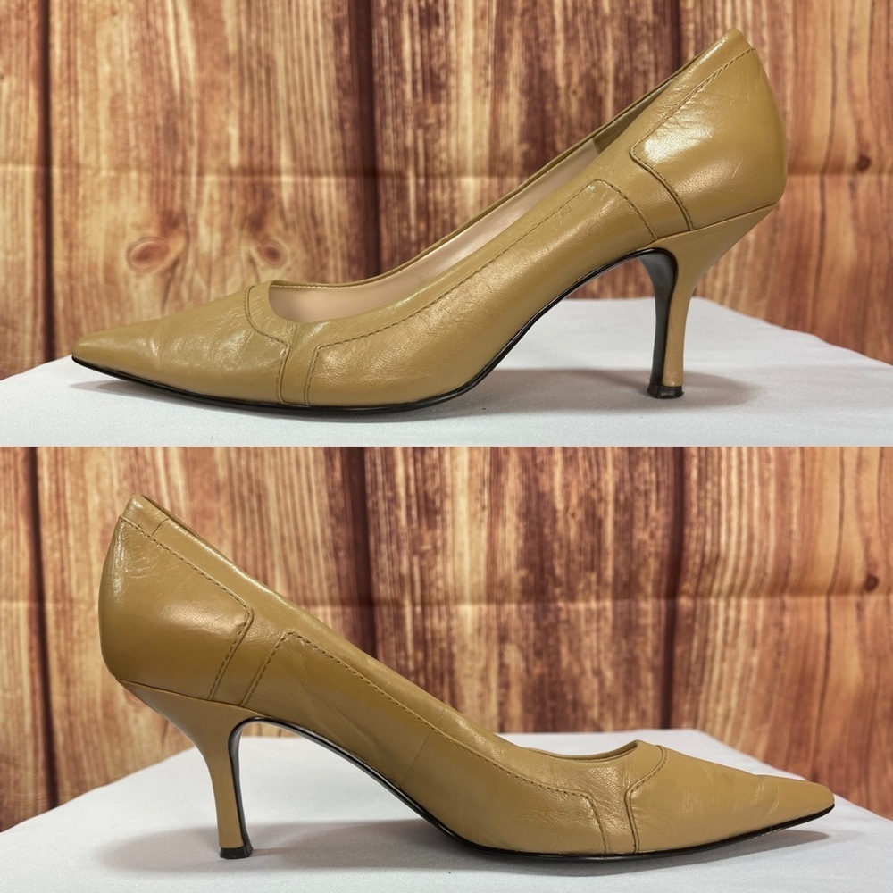 Nine & Company DUNN leather tan pointed toe heeled dress shoes women’s 6.5 M - Picture 3 of 17